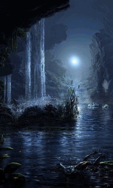 Водопад Луна ночь