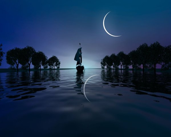 Месяц в воде