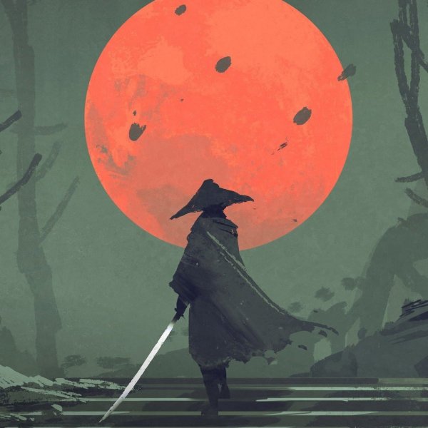 Самурай с красной луной