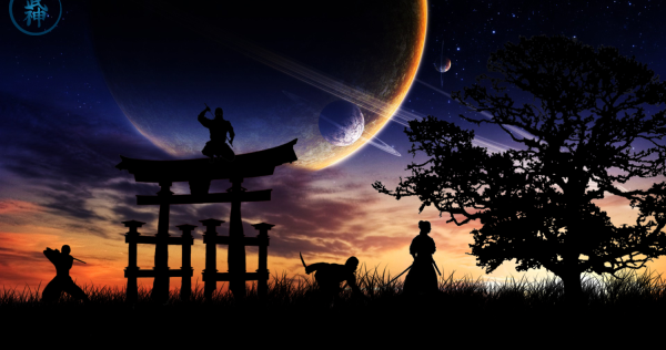 Самурай на фоне Луны