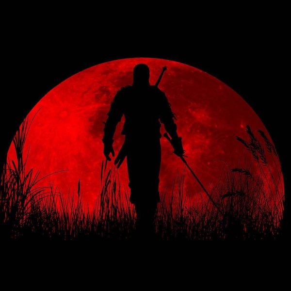 Самурай на фоне Луны