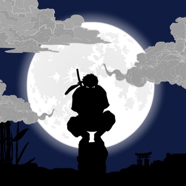 Самурай на фоне Луны