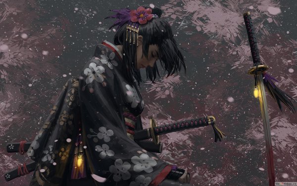 Катана кимоно Самурай Сакура