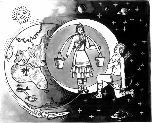 Девушка на Луне Чувашская сказка иллюстрации