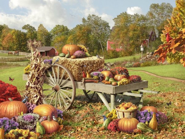 Телега с овощами