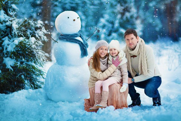 Фотосессия зимой семья