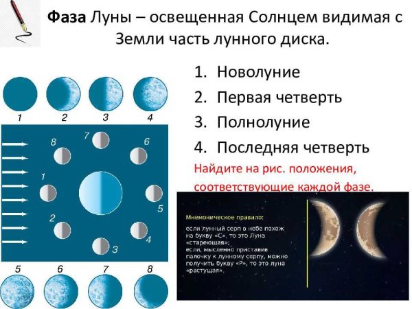 Новолуние 1 четверть полнолуние последняя четверть