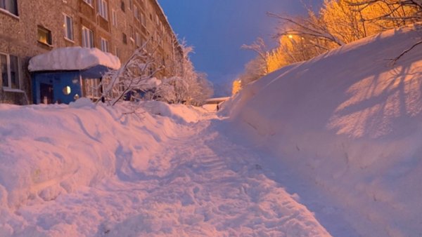 Снегопад в Кировске Мурманской области 2020