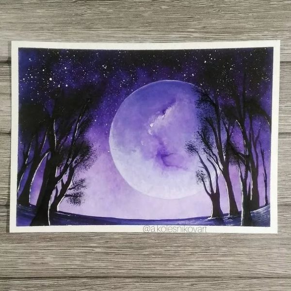 Рисование гуашью. День и ночь.