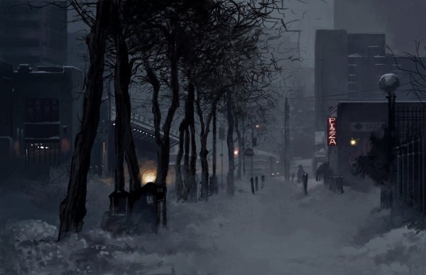 Зимний мрачный город