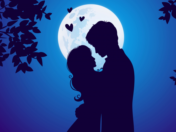 Влюбленные на фоне Луны