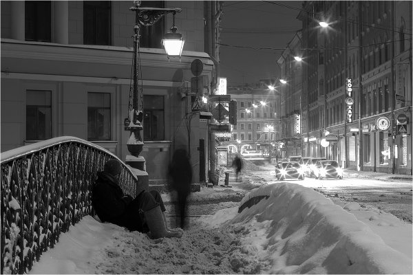 Снежное утро в городе