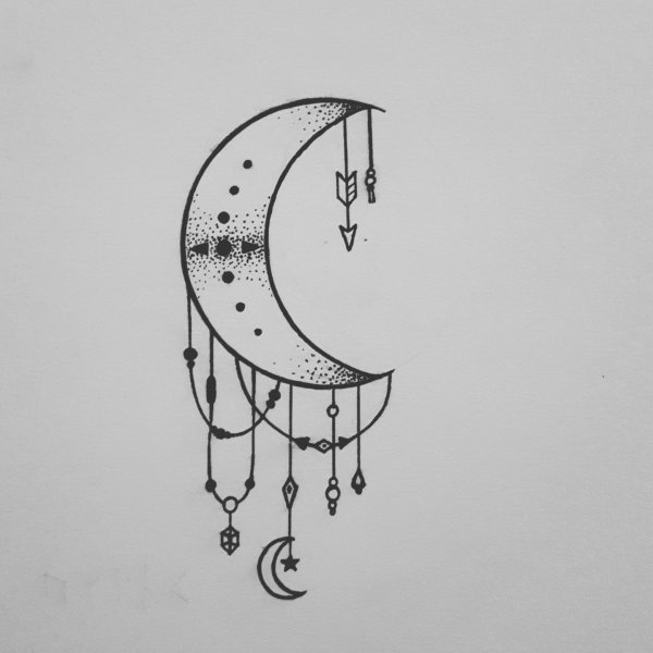 Тату Луна эскизы