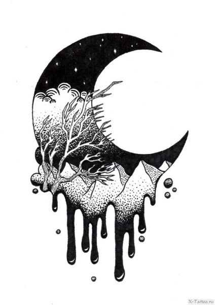 Тату месяц эскизы