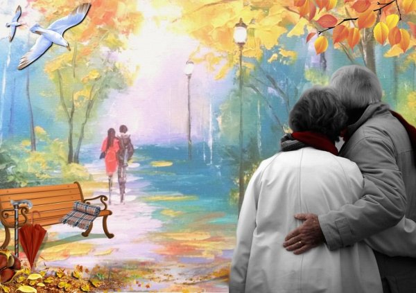 Влюбленные в осеннем парке