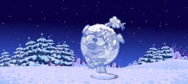 Нюша из смешариков на льду