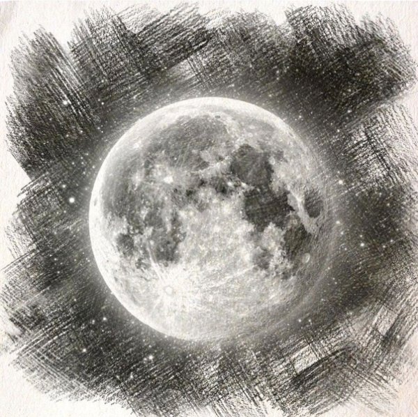 Луна зарисовка
