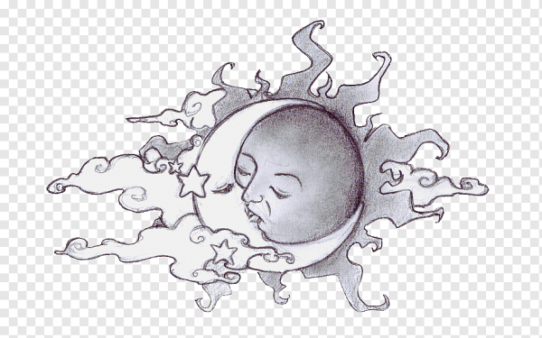 Солнце и Луна на белом фоне