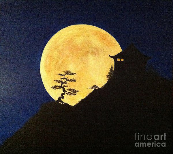 Япония ночью Луна