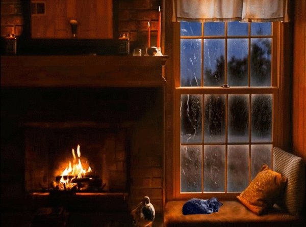 Камин у окна