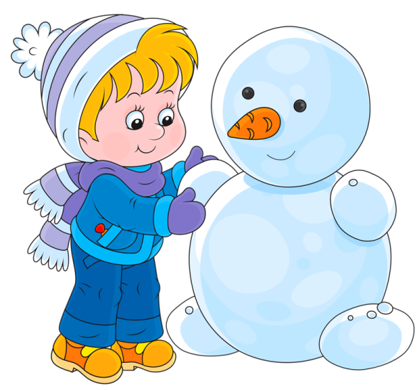 Мальчик лепит снеговика