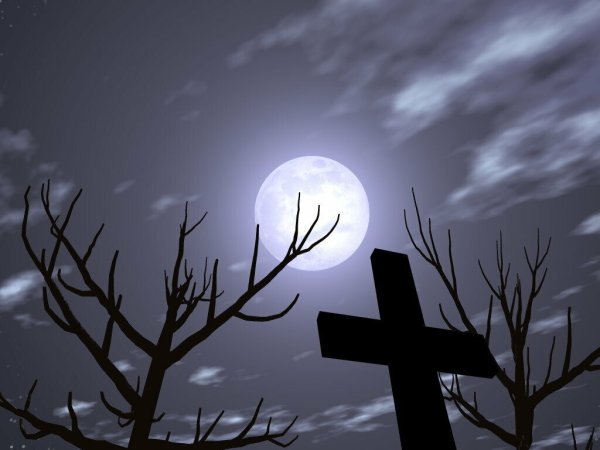 Ночь Луна кладбище