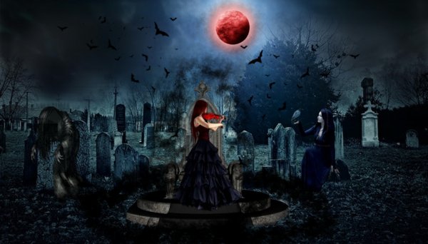 Ведьма на кладбище