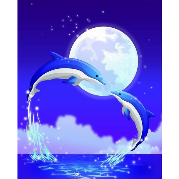 Дельфины при Луне