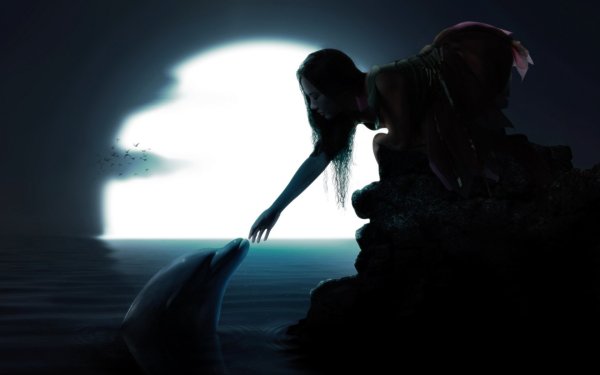 Ночное море и девушки