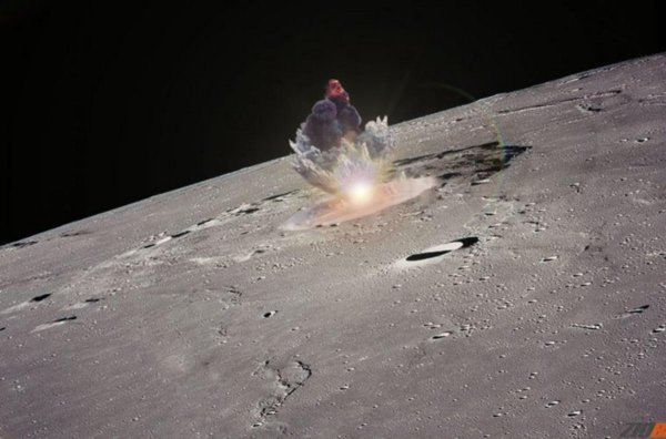 Метеорит падает на луну