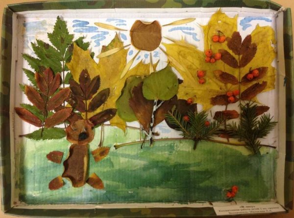 Осенняя поделка в садик из листьев