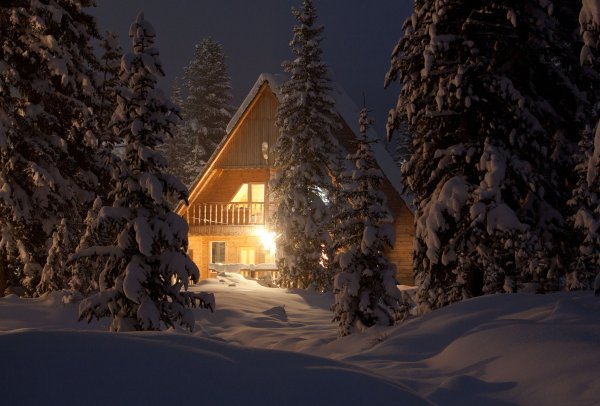 Новогодний дом в лесу