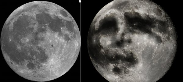 Хаббл на фоне Луны