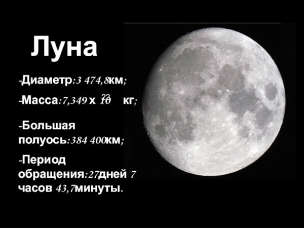 Диаметр спутника Луна