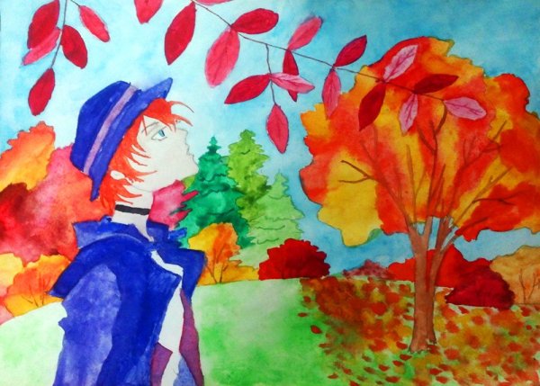 Рисунки про осень для школьников