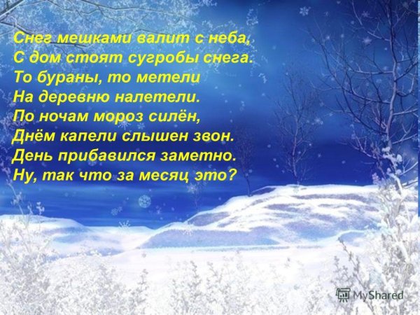 Февраль месяц метелей и вьюг