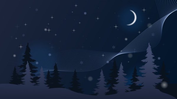 Зимние пейзажи на темном фоне