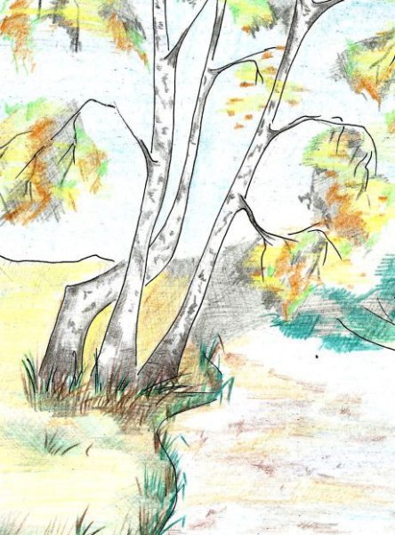 Осенний пейзаж рисунок карандашом