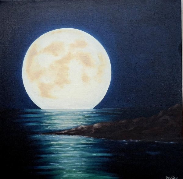 Ночь Луна живопись