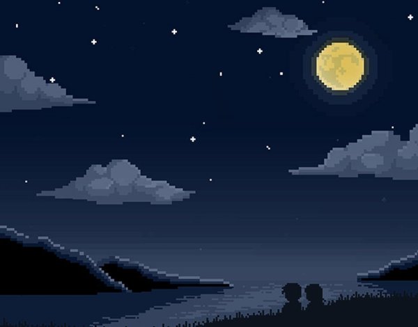 Пиксельное ночное небо