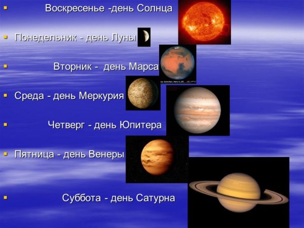Дни недели и планеты