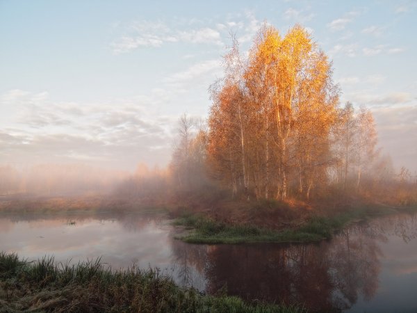 Утренний пейзаж осень