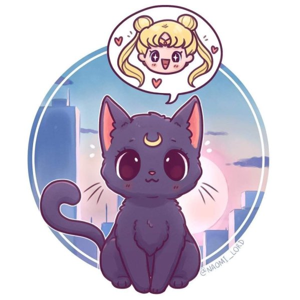 Sailor Moon Луна кошка Art