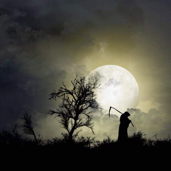 Смерть с косой под луной