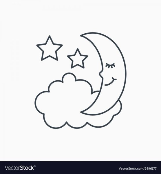 Рисуем месяц и звезды