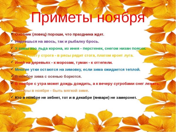 Приметы ноября
