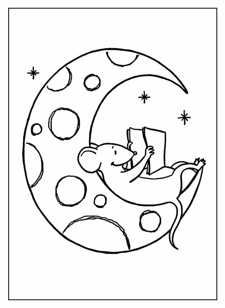 Раскраска Луна с мышкой