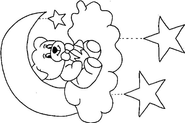 Медвежонок на месяце трафарет