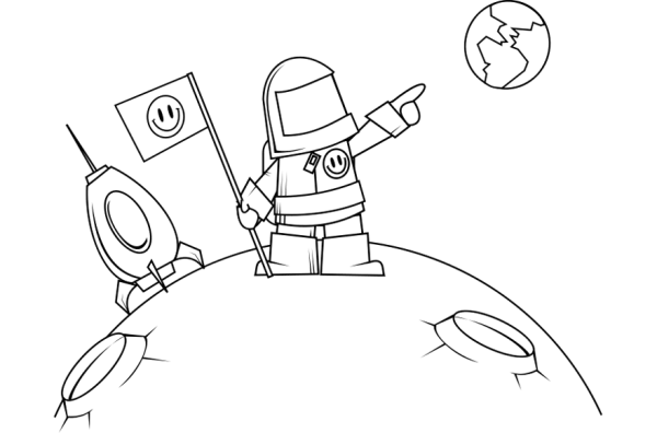 Космонавт на Луне раскраска для детей