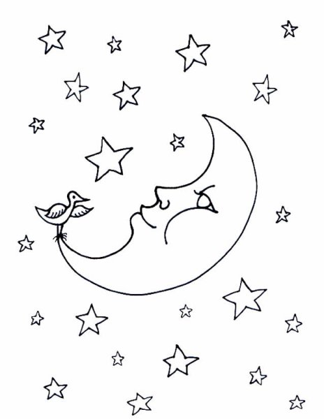 Месяц раскраска для детей